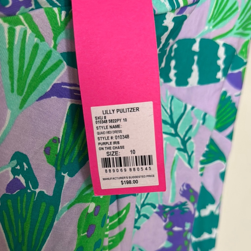 Lilly Pulitzer Green and Purple Midi Dress - Picture 2 of 2